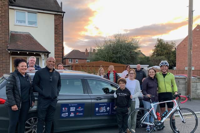 Stuart was greeted by family and friends in Warsop. Including Gary's wife, Samantha and daughter, Leonie.