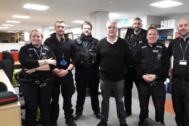 Ashfield MP Lee Anderson with Nottinghamshire Police officers.