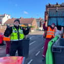 Community Protection Officer Richard Townsley, with members of the environment team and Samantha Deakin and Jason Zadrozny on East Street, Sutton.