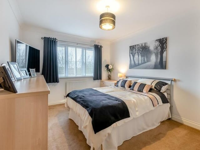 The Ward Road property is superbly appointed throughout, but the second bedroom provides a particularly eyecatching example. It has coving to the ceiling and faces the front of the house.