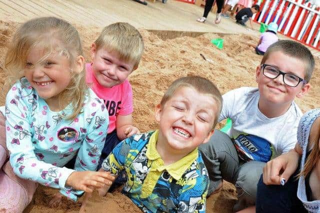 Youngsters enjoying a previous Mansfield beach event in the town's Market Place