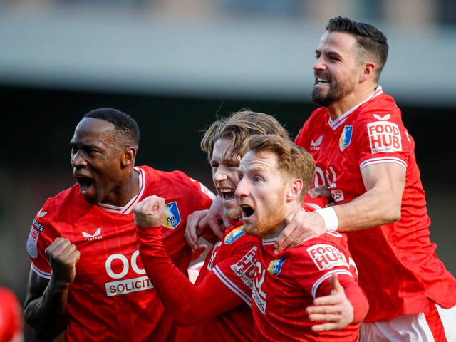 Lucas Akins, Will Swan, Stephen Quinn and Stephen McLaughlin at AFC Wimbledon in January.