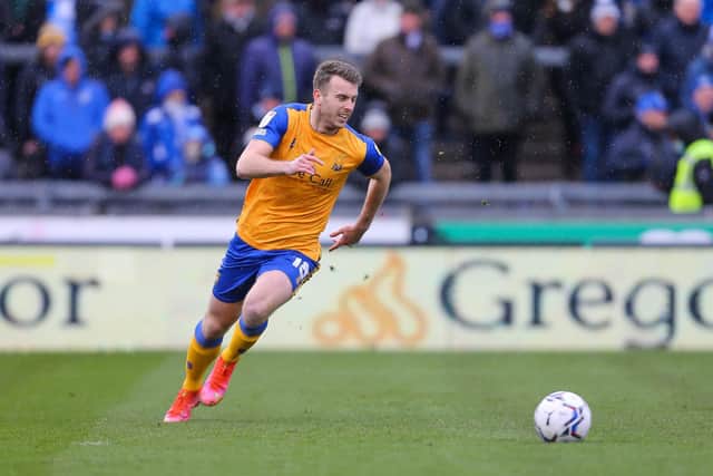 Rhys Oates before his injury in Saturday's draw at Bristol Rovers.