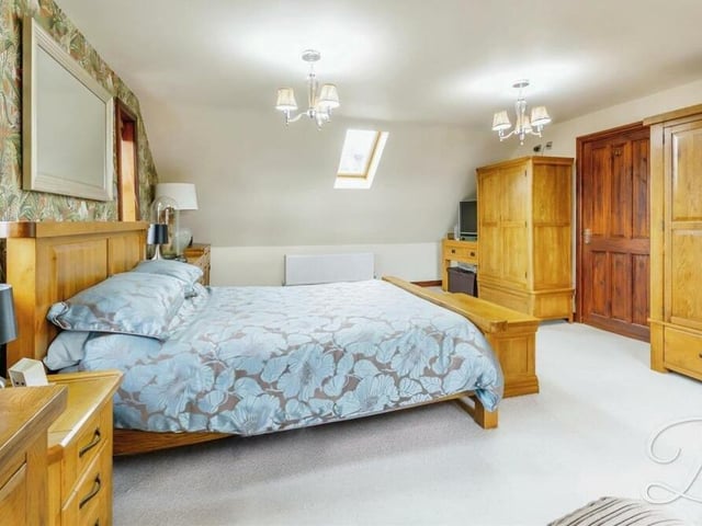 The majestic master bedroom is well worth more than an admiring glance. There is space for wardrobes, drawers and other furniture, and the floor is carpeted.