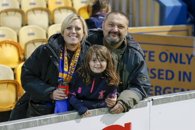 Fans at the OneCall Stadium for the Papa John Trophy match against Derby County 
Photo Credit Chris HOLLOWAY / The Bigger Picture.media:Mansfield Town fans at last night's game with Derby County.