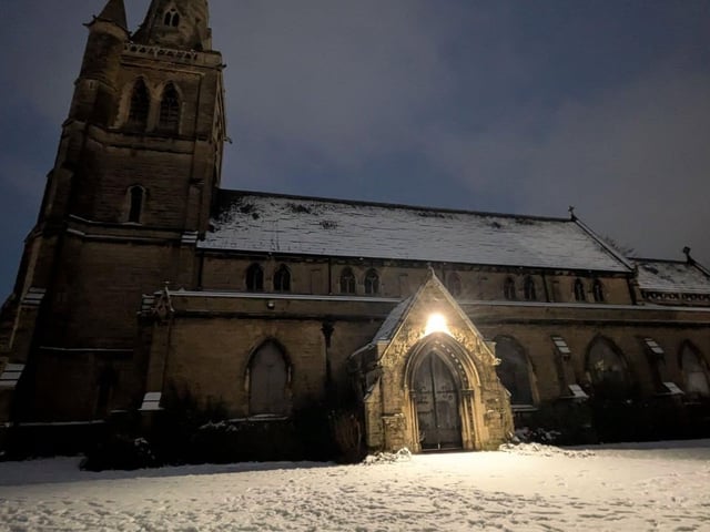 St John's Church in Mansfield looking striking in the snow.