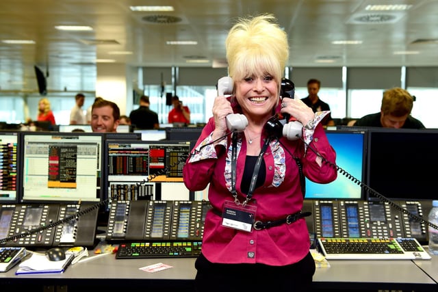 Barbara Windsor on the trading floor during the BGC Partners Charity Day in London's Docklands.