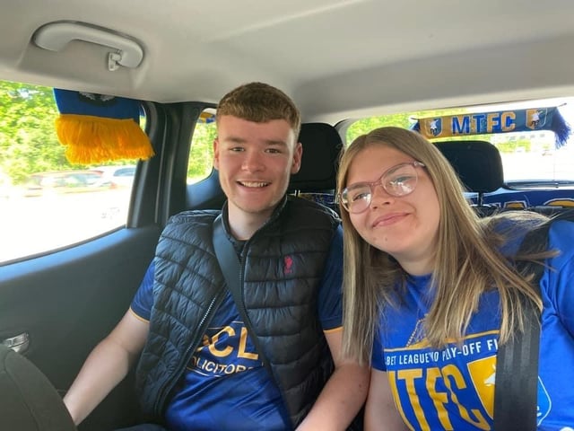 These two Stags fans are ready for the off and proudly showing their colours.