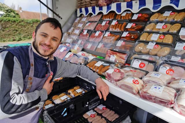 Luke Calvert works at Calverts mobile butchers alongside his family.