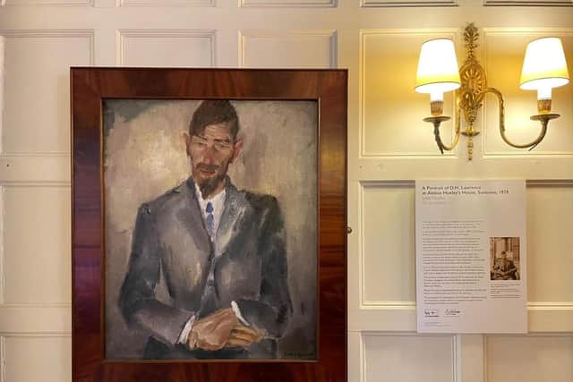 The last known portrait of DH Lawrence on display at Newstead Abbey.