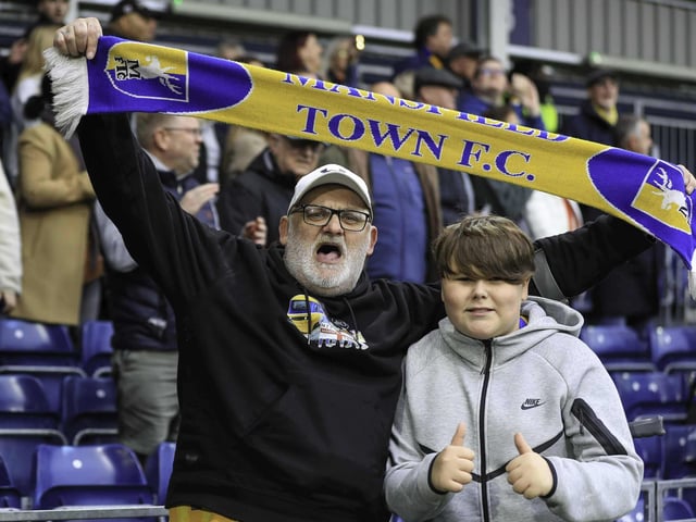 Happy Stags fans at Luton Town.