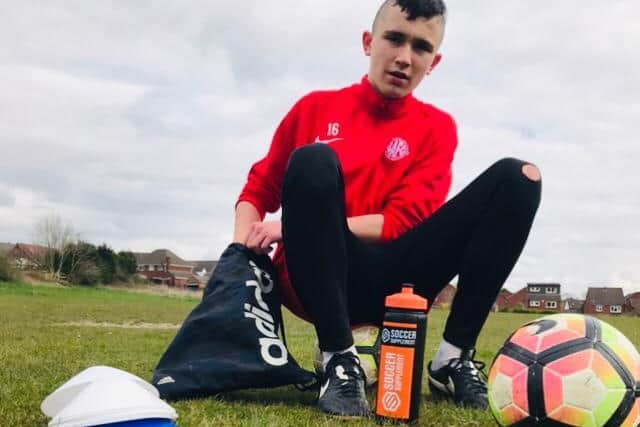 Sam Geddis, aged 14, in between training sessions