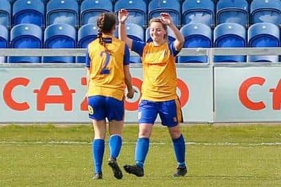 Stags celebrate a goal in Sunday's semi-final victory.