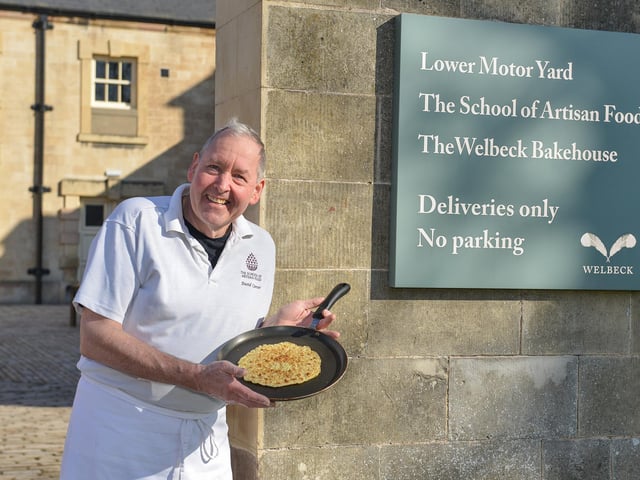 Vegan pancake cooking demonstration with David Carter of Welbeck School of Artisan Food