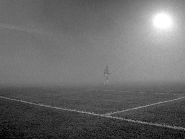 The televised Stags v Preston FA Cup tie heading for a premature end due to the fog.