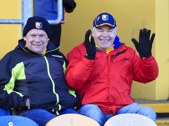 Mansfield Town fans ahead of the draw with Colchester United.