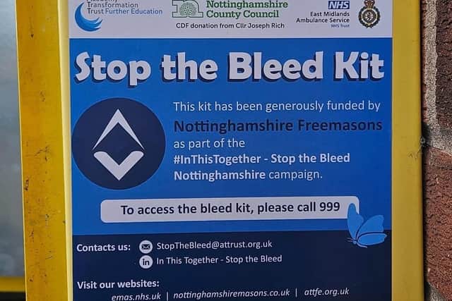 Defibrillator cabinets across Sutton in Ashfield will be identified by having a sign on them.
