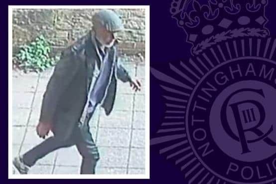 Police want to speak to this man after a woman was robbed in Mansfield. Photo: Nottinghamshire Police