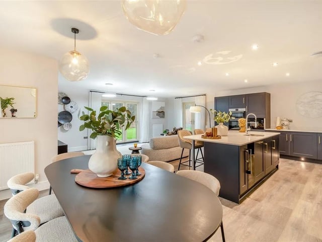 The property features a large open plan family living/dining kitchen with island, a 3.3m vaulted ceiling to the dining area and bi-fold doors leading out onto the rear garden.