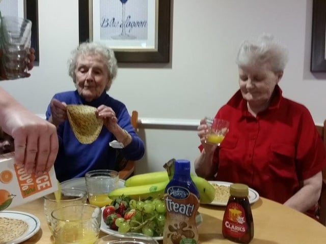 Residents enjoy Pancake Day at Maun View Care Home