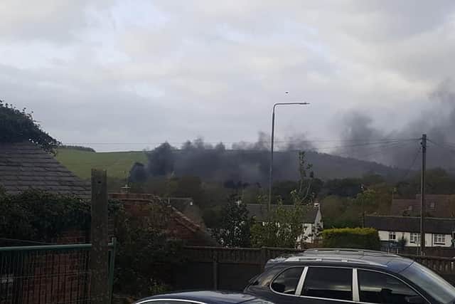 Thick black smoke filled the air in Eastwood yesterday afternoon. Photo by Zoe Rox.