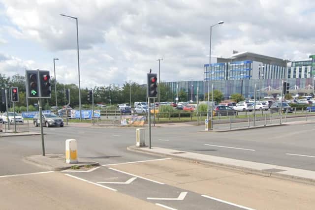 The vehicle crashed into the barriers this morning