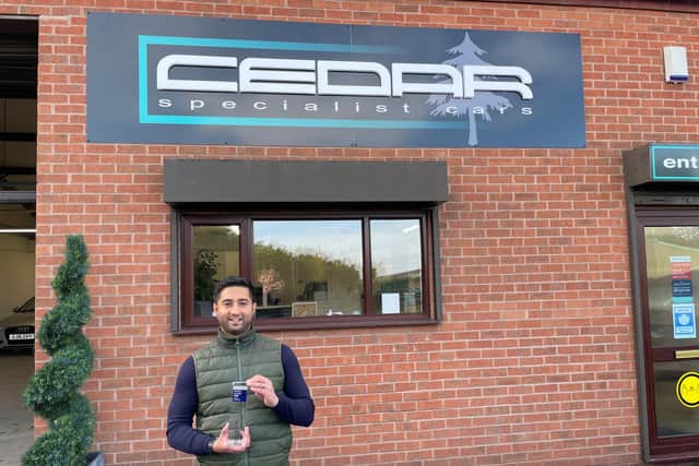 Cedar Specialist Cars wins Retailer of the Year Award at the Auto Trader ceremony.