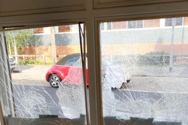 The damage at Moon's Barbers