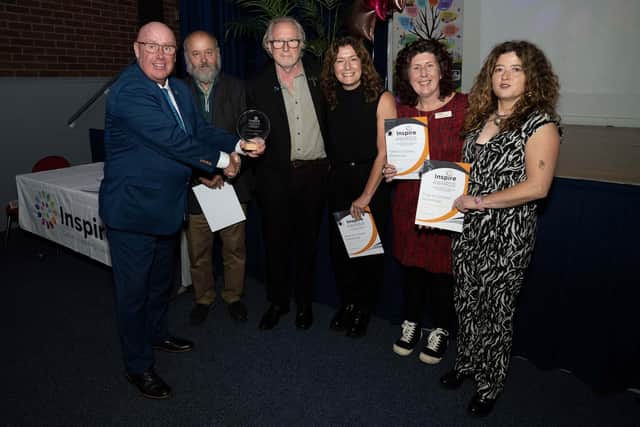Councillor Mick Barton, left, at the Inspire Awards at Mansfield Central Library.