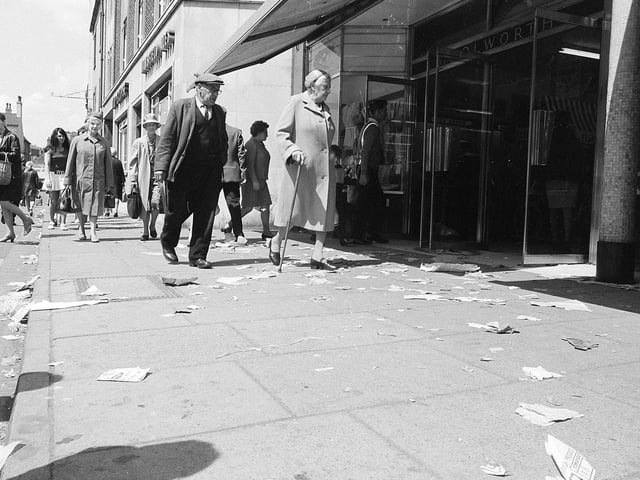 A litter-covered West Gate in 1972