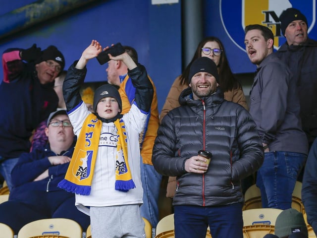Mansfield Town fans ahead of kick-off on Saturday.