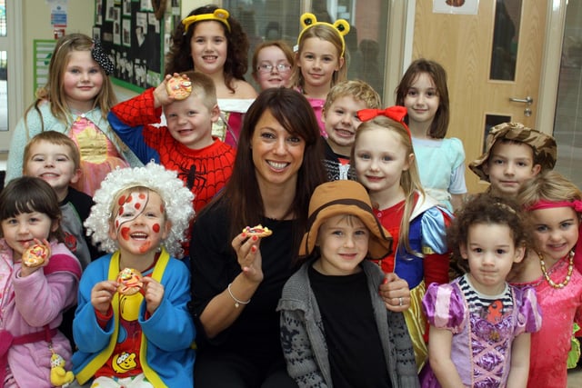 2012: Pupils from Springbank Primary School at Eastwood had a visit from MP Gloria De Piero during their Children In Need fundraiser.