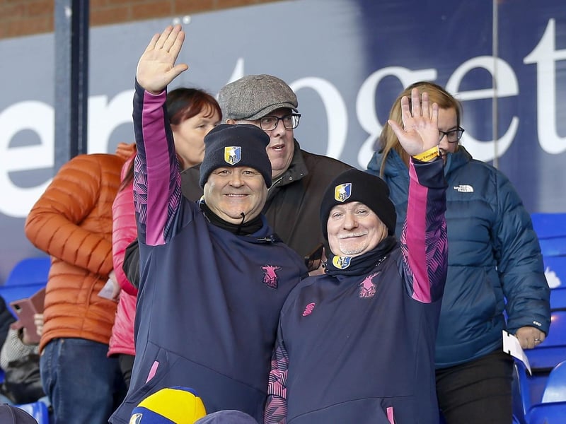 Mansfield Town fans ahead of kick-off at Stockport County.