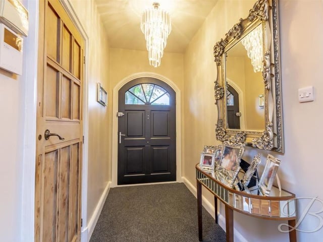 As you step through the front door of the High Oakham Road property, you are greeted by this stunning entrance hall that gives a sense of grandeur.