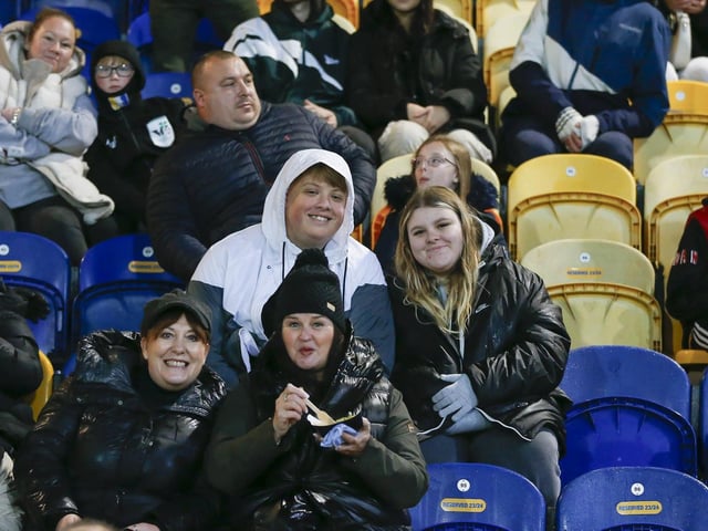 Stags fans at the Emirates FA Cup match against Wrexham AFC at The One Call Stadium, 04 Nov 2023Photo credit : Chris & Jeanette Holloway / The Bigger Picture.media:Mansfield Town fans before the defeat to Wrexham.