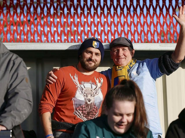 Mansfield Town fans ahead of the win over Salford.