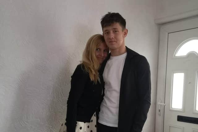 River pictured with his mum, Katie, who stepped in with backing vocals when the studio was forced to close due to lockdown.