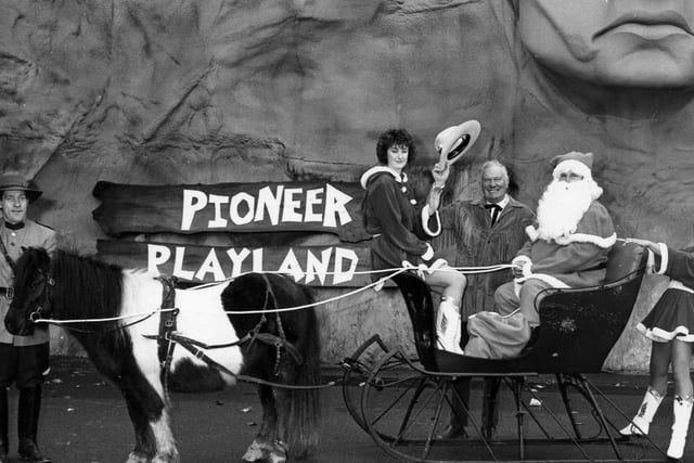 Santa arriving at Pioneer Playland, December 1990, do you remember this?