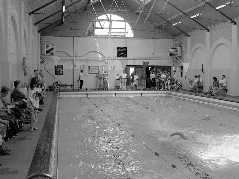 This picture was taken back in 1990 as part of an event to mark the closure of the former Mansfield Swimming Baths. We certainly have better facilities now at Water Meadows.