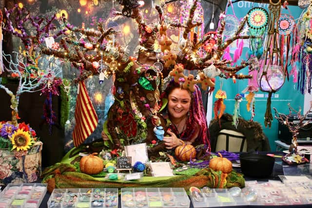 Carla and her handmade tree