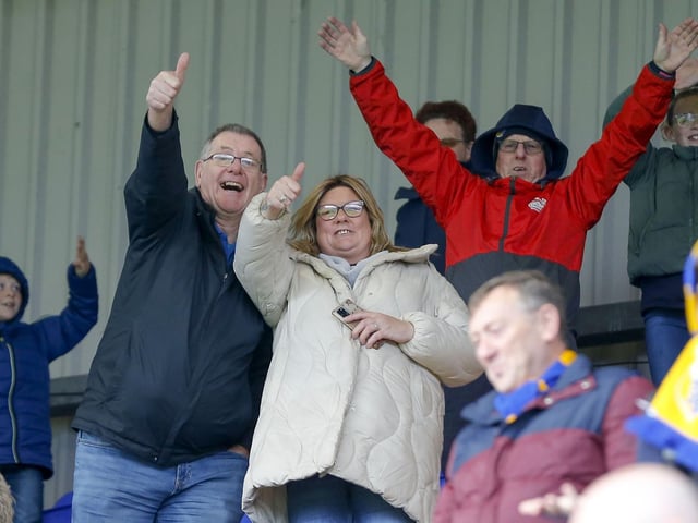 Mansfield Town fans enjoy victory at Tranmere Rovers.