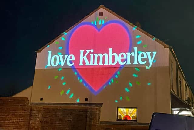 A 20-ft interactive ‘love wall’ let residents see their giant declarations of love projected.