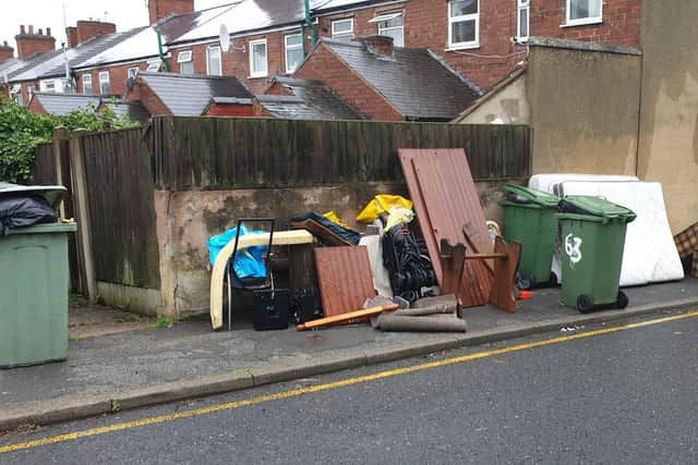 Fly-tipping on Broomhill Lane, Mansfield