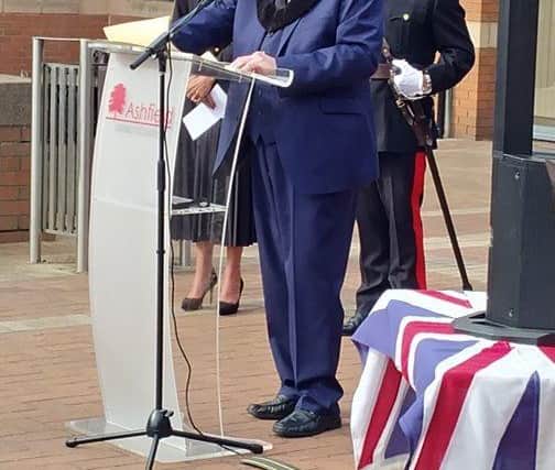 Chairman of the Council, Councillor David Walters, read the Proclamation of the Accession of the new monarch, King Charles III.
