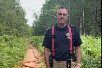 Station Manager for Nottinghamshire Fire & Rescue Service Rich Booth at the scene of the blaze in Strawberry Hill Heath