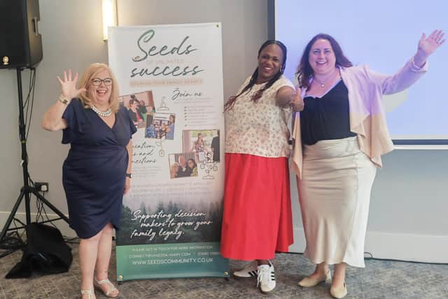 Event organiser Vanessa-Mary (centre) with compere Annette Griffin (left) and attendee Donna Richardson. Photo: Submitted