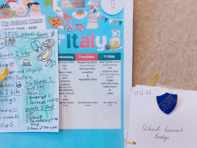 A dinner menu and badges were just some of the things brought in by St Peter's pupils.