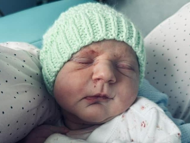 This photo of Lily Wathall, who is only ten days old, was sent to us by Sarah Wathall