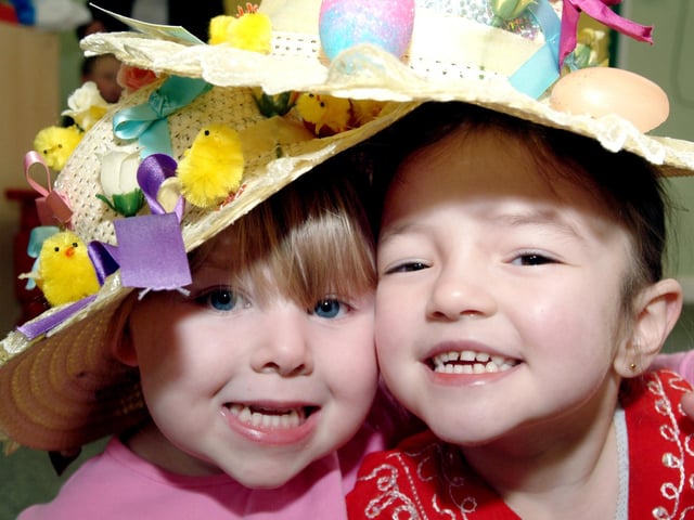 2006. Ella -Mae Harrison and Teleah England shared Easter bonnets at the Easter Bonnet day at Leen Mills Play group in Hucknall.
