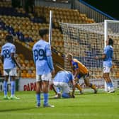 George Lapslie wheels away after netting the winner against City U21s - Photo by Chris HOLLOWAY / The Bigger Picture.media
